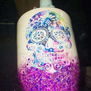 30oz hand made glitter sugar skull tumbler